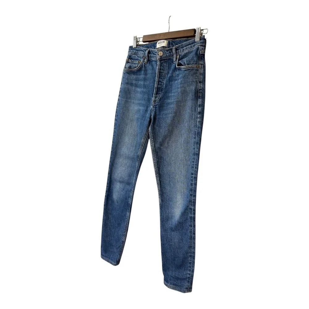 AGOLDE Womens Nico Jeans 26 High Rise Slim Straight Denim Button Fly Medium Wash